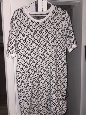 BCBG Black & White Logo Knit Shift Dress